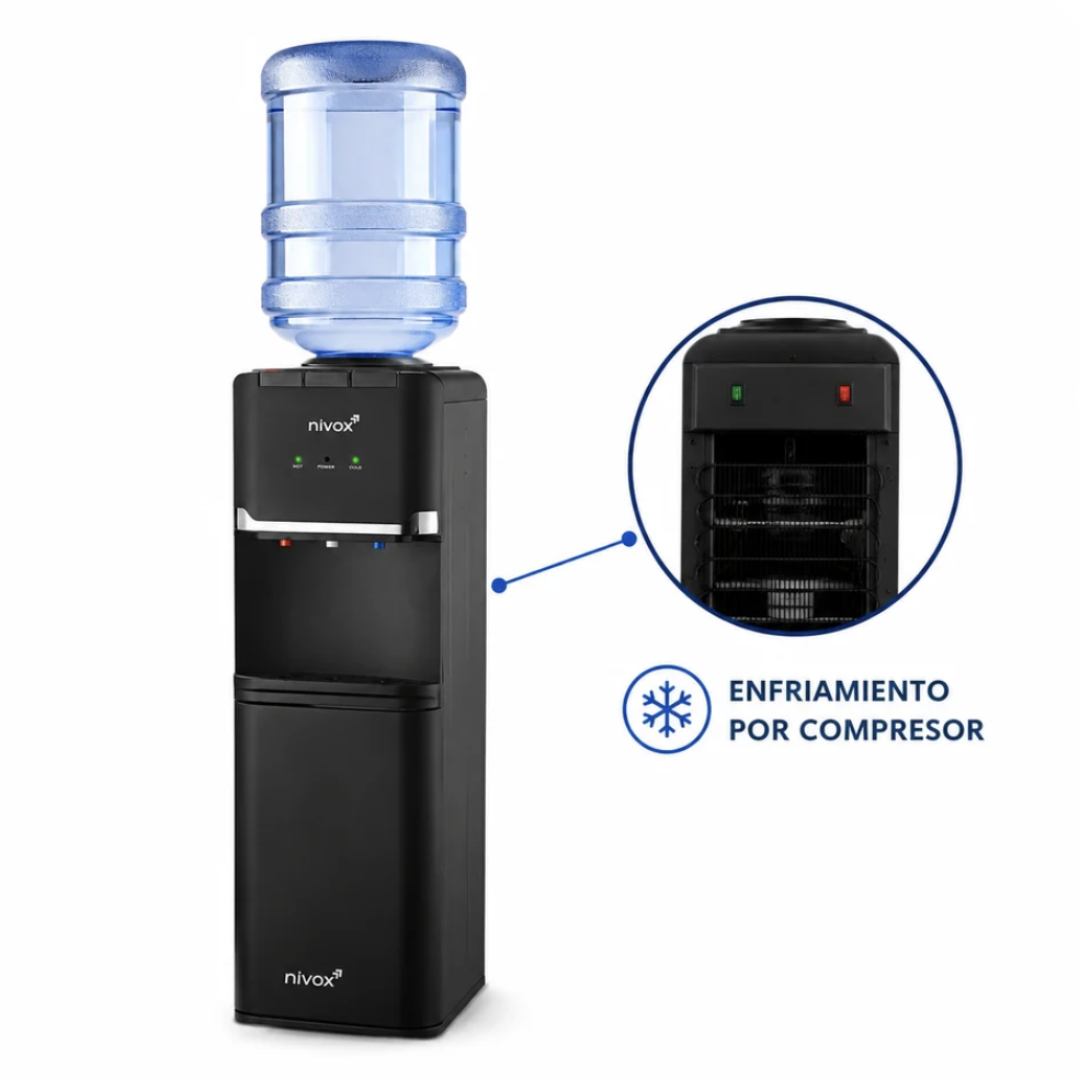 Dispensador agua fria y caliente con frigobar y compresor Dispensador agua fria y caliente con frigobar y compresor - Imagen 2